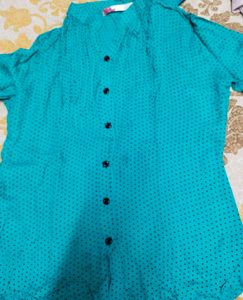 Stylish Teal Polka Dot Shirt