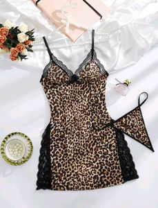 Leopard Print Lace combo Nightie Set