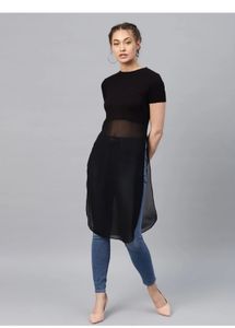 Chic Black Sheer Panel Kurta