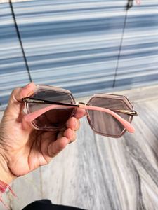 Stylish Pink Hexagonal Frame Sunglasses