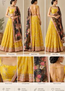 Yellow Lehenga Choli with Floral Dupatta