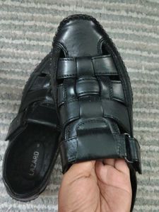 Men's Black Leather Sandals
