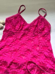 Vibrant Pink Lace Nightie &amp; Thong Set