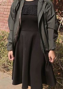 cottage theme black mini dress