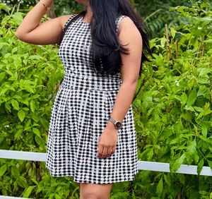 Chic Black & White Gingham Dress