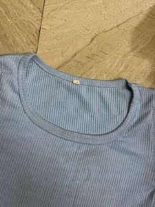 blue ribbed stylish summer top