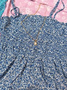 Blue Floral Smocked Dress