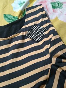 Striped Kurta with Black Skirt Set