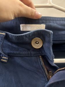 Promod Blue Suede Like Slim Fit Pants