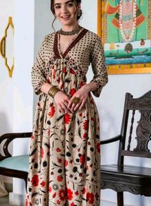Rustorange A-line Dress(Beige)