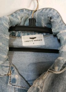 Distressed Denim Jacket with Art Patch