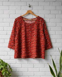 Red Flamingo Print Casual Top
