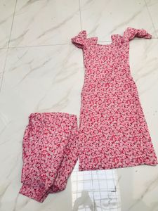 Pink Floral Kurta Set