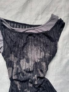 Unique Black Sheer Graphic Top