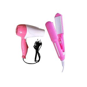 Pink Hair Dryer & Straightener Set