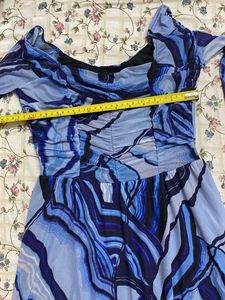 Blue Patterned Mini Dress(XS)