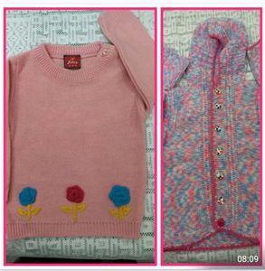 Cute Pink Sweater & Cardigan Set