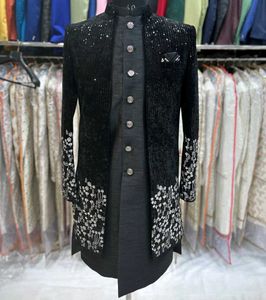 Men's Black Embroidered Sherwani