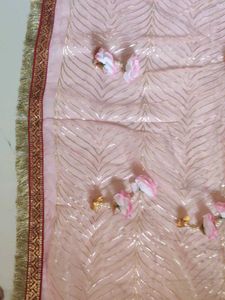 Beautiful Pink Dupatta with Embellishments