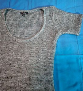 Sparkly Silver Knit Top