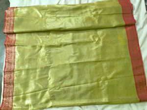 cream banarasi silk saree
