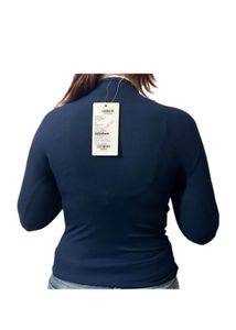 Textured Ribbed Notch Neck FullSleeve Top