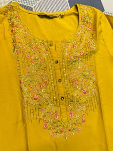Purchase from shoppers stop Embroidered Mustard Ku