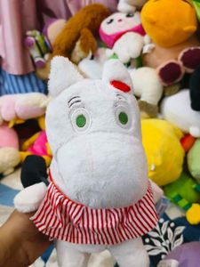Cute Moomin Plush Toy with Red Striped Collar