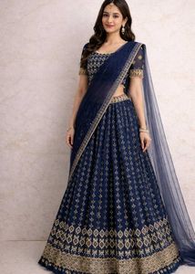 Elegant Navy Blue Embellished Lehenga Choli