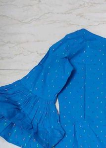 Vibrant Blue Bell Sleeve kurti