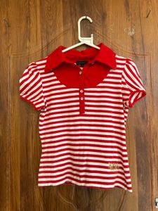Red & White Striped Polo Shirt
