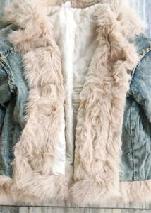 Denim Jacket with Faux Fur Trim,furjacket,furcoat