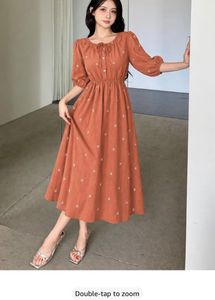 L Size Elegant Floral Print Midi Dress