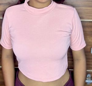 Pink Mock Neck Top
