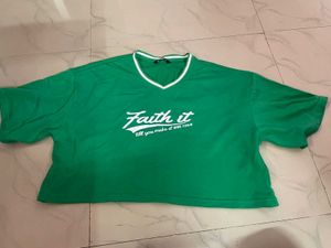 Green "Faith it" Crop T-Shirt