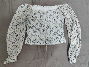Floral Print Smocked Long Sleeve Top