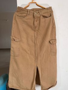 Brown Cargo Maxi Skirt
