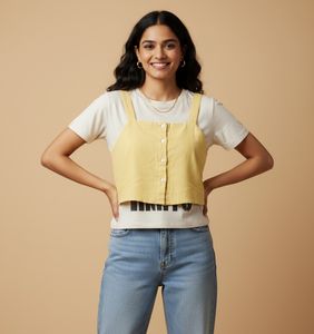Yellow Sleeveless Crop Top