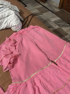 Pink Tiered Palazzo Pants by and embroidered party