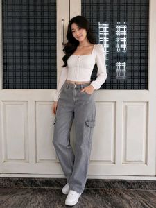 Stylish Grey Cargo Jeans