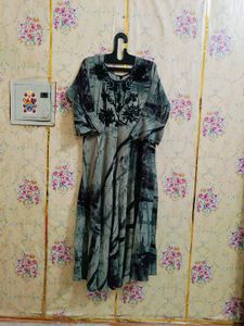 Elegant Green &amp; black Anarkali Gown