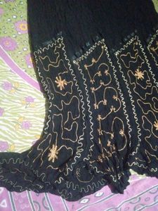 Boho Black Embroidered Maxi Skirt