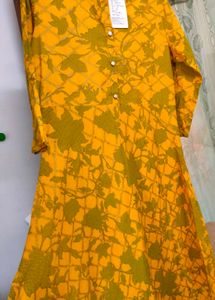 Vibrant Yellow Floral Kurti