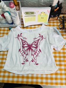 Cute Butterfly Graphic Crop Top