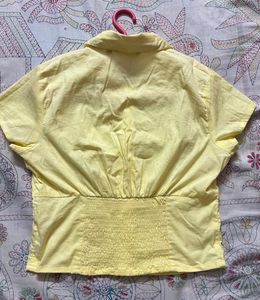 Nuon Chic Pastel Yellow Cropped Shirt