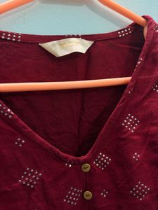 Maroon Printed Kurta