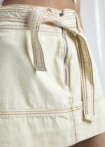 Cream Cargo Mini Skirt with Belt