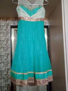 Stunning Teal Ethnic Gown with Sequins