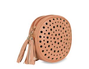 Round Perforated Crossbody Bag