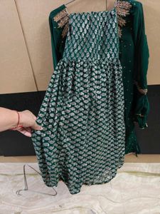 Elegant Teal Embroidered Kurta Set with Sharara